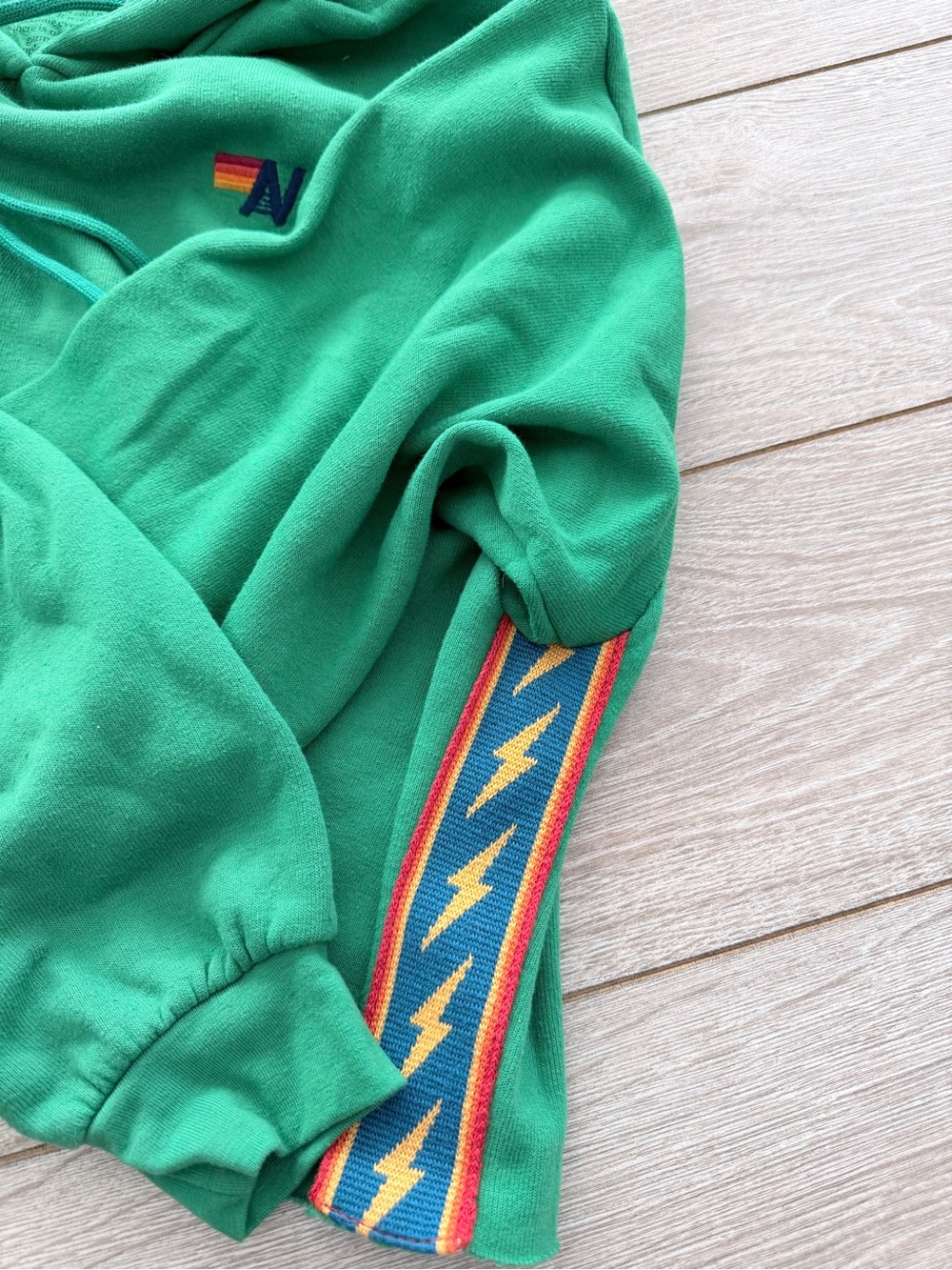 EUC S Aviator Nation Relaxed Bolt Stripe Cropped Hoodie - Picture 4 of 4